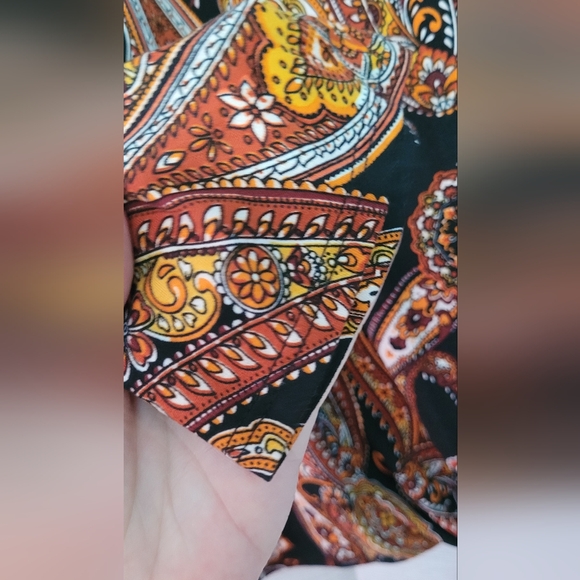 Nwot Jules & Leopold paisley 3/4 sleeve tie front super soft stretch top - Picture 5 of 7